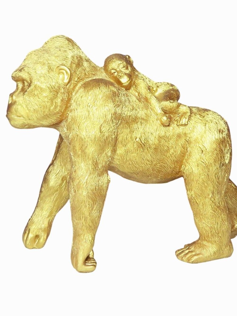 Sagebrook Home Gold Polyresin Gorilla with Baby Figurine Statue